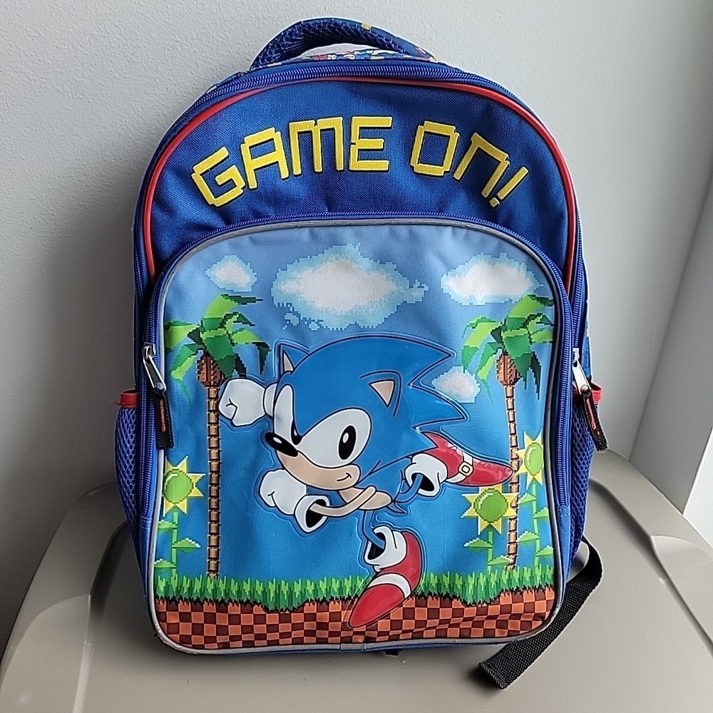 Sonic The Hedgehog Gamer Backpack Game On! Large 16 Inch Kids School Bookbag
